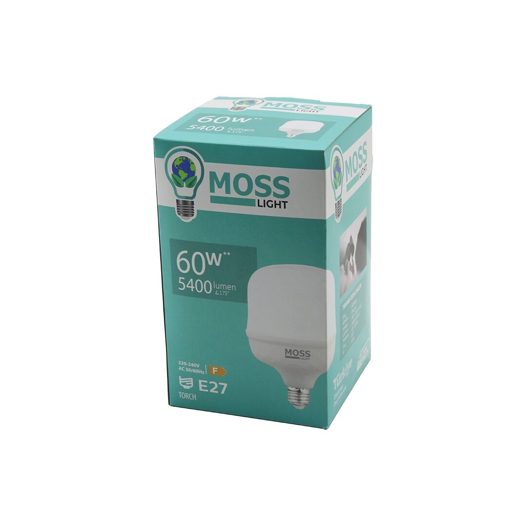MOSS LIGHT 60W  TORCH LED AMPUL PLASTİK E27 5400LUMEN L175 DERECE 50.000 SAAT ÖMÜR IP20 185-265V AC
