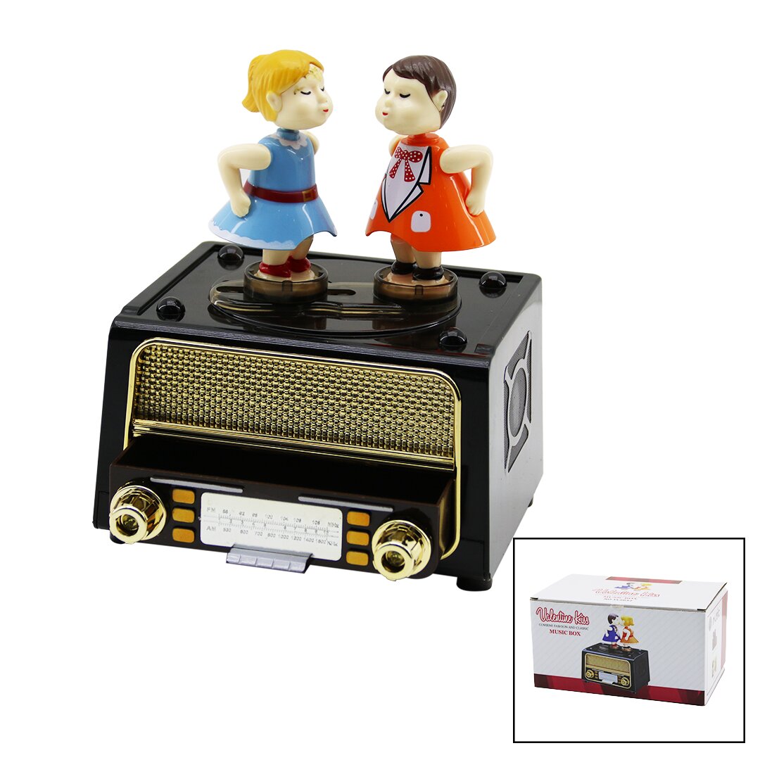 Декоративное ностальгическое радио с музыкой - танцующие дети - шкатулка для украшений