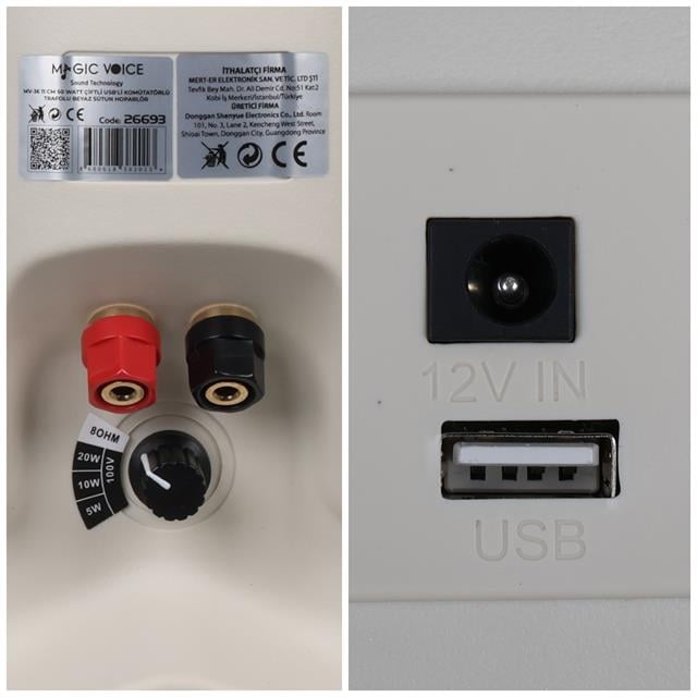 MV-36 11 CM 50 Watt Komütatörlü Hat Trafolu Krem Beyaz Sütun Hoparlör