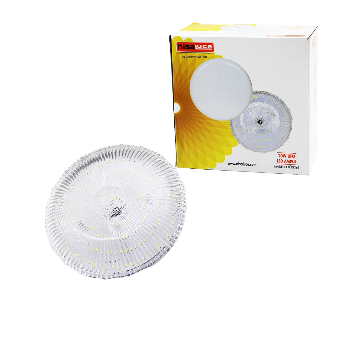 NİSALUCE EAMP-020K/B MİKA KRİSTAL CAMLI 20W UFO LED AMPUL BEYAZ=6500K