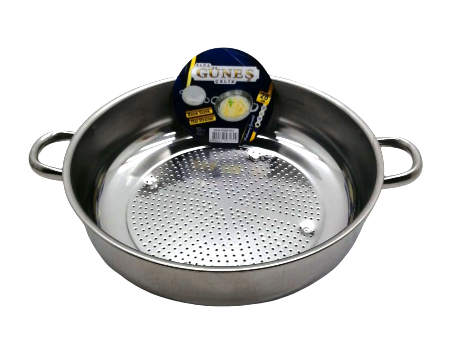 No-2 - 28Cm Basık Süzek Metal Süzgeç