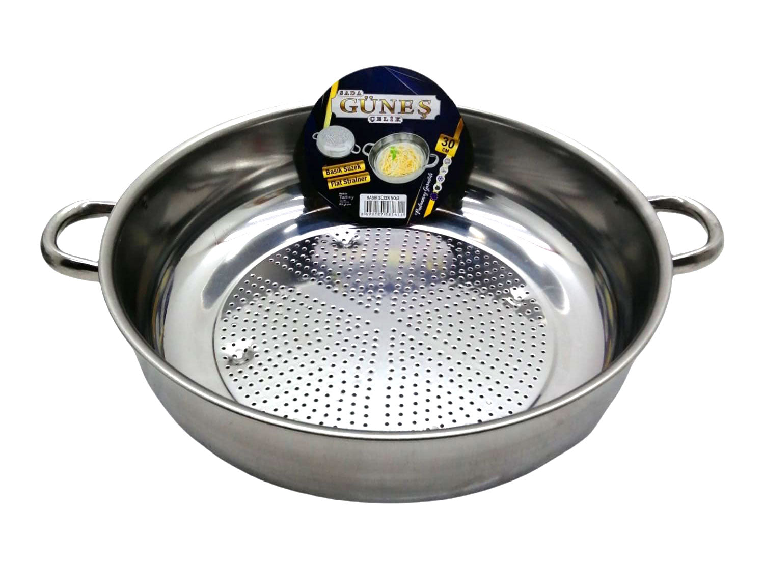No-3 - 30Cm Basık Süzek Metal Süzgeç