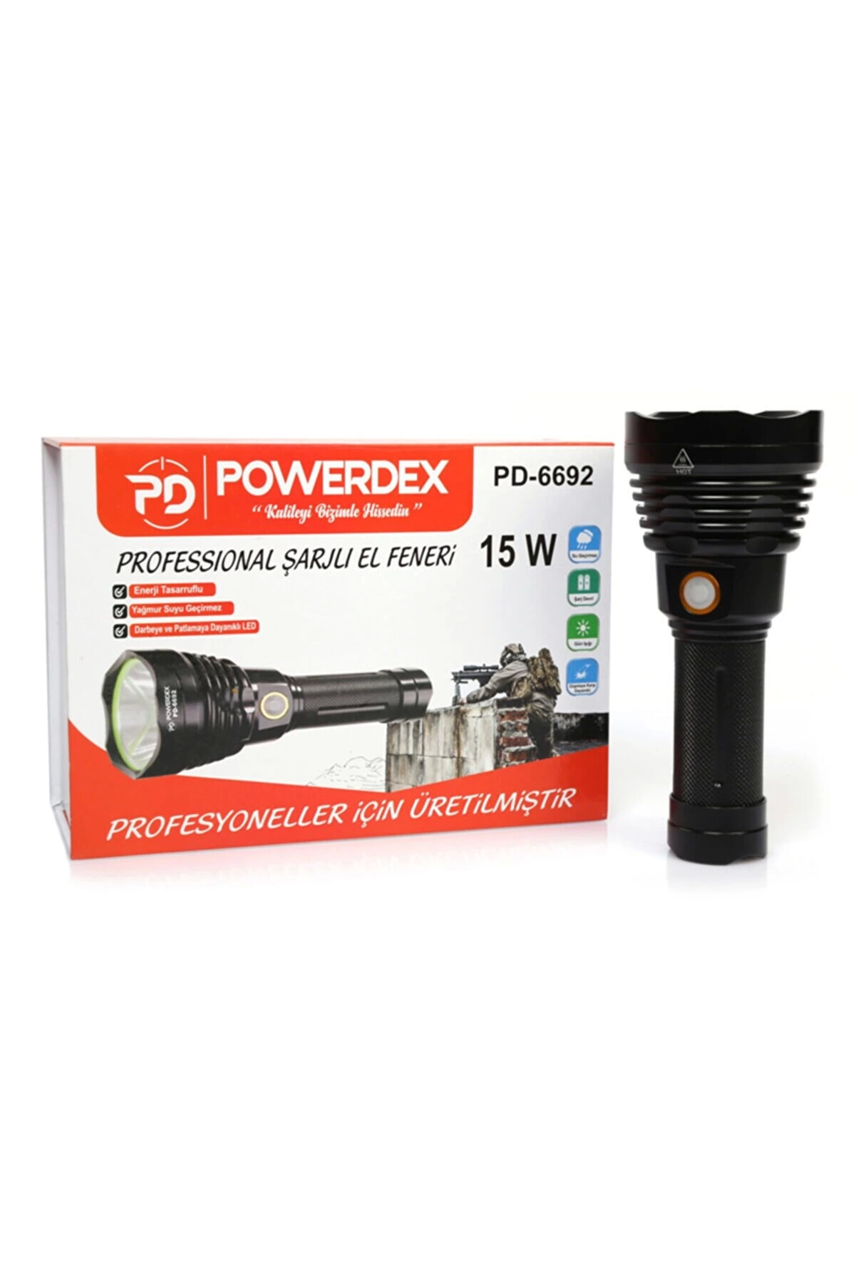 Pd-6692 15 Watt 1000 Lümen Profesyonel Şarjlı El Feneri
