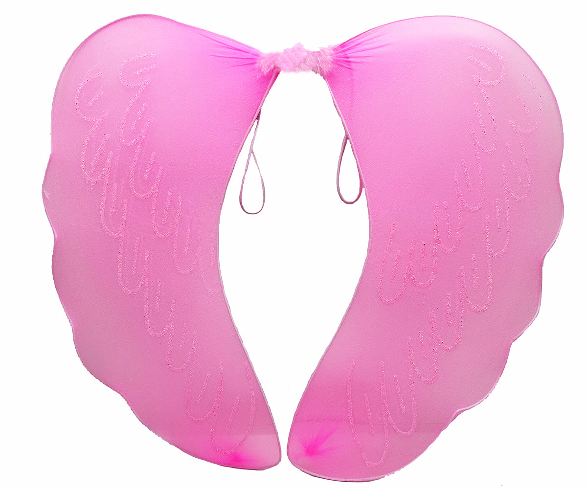 Розовый тюль "Крыло феи" с розовыми перьями посередине 40х50 см (4620)