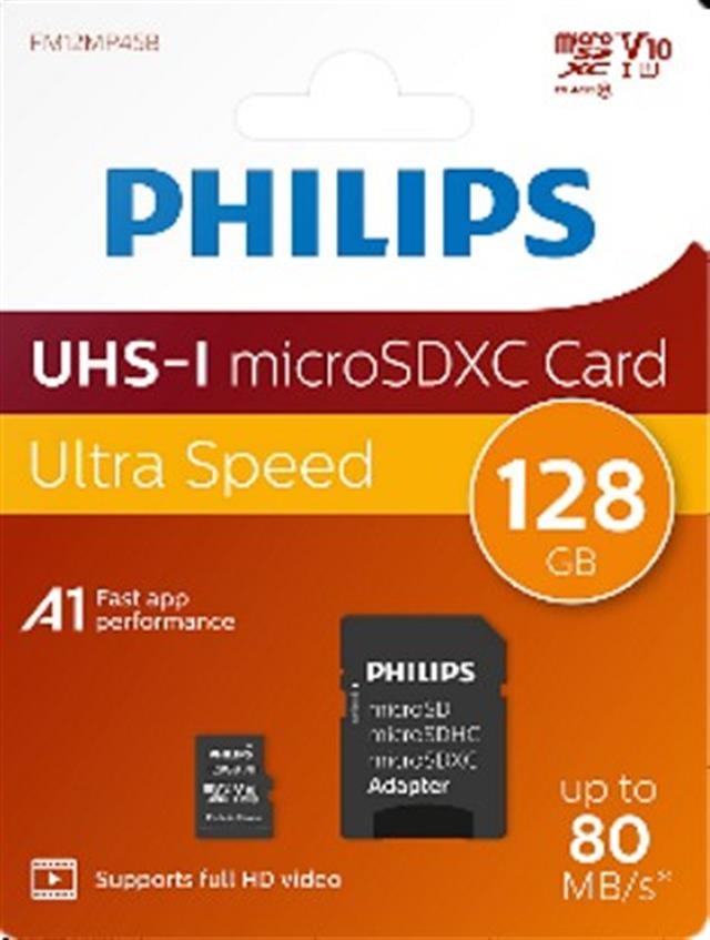 Philips FM12MP45B/00 128GB Class10 UHS-I U1 TF Adaptörlü Micro SDXC Hafıza Kartı