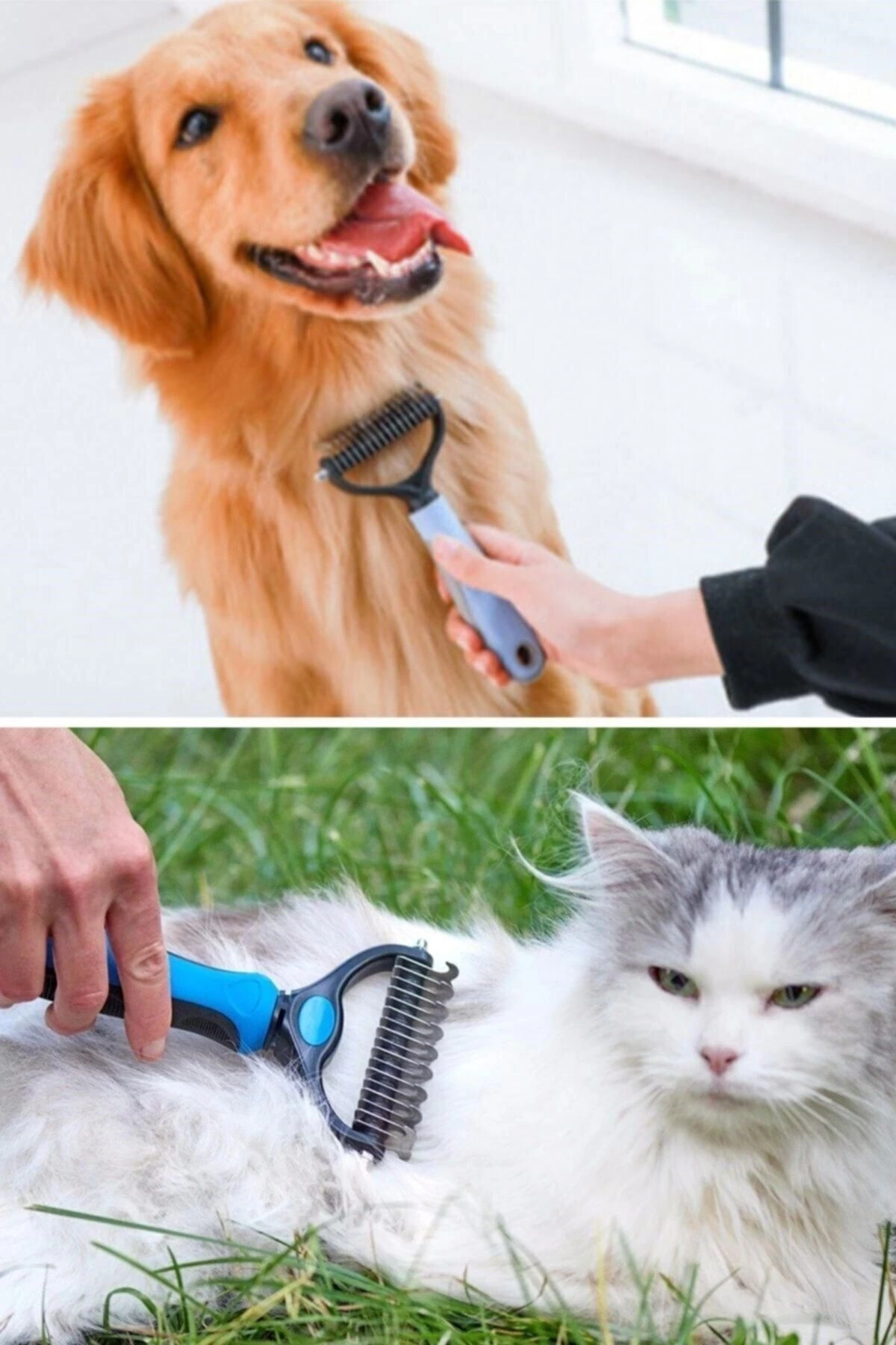 Plastik Saplı Metal Kedi Köpek Bakım Kıtık Tüy Topak Açıcı Tarak 1adet