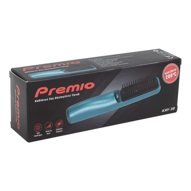 PREMIO KAY-38 ŞARJ GÖSTERGELİ KABLOSUZ TAŞINABİLİR SAÇ DÜZLEŞTİRİCİ TARAK