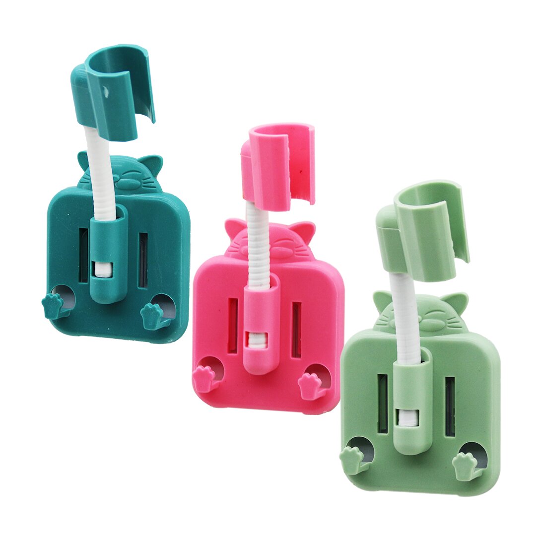 Пластиковая вешалка для душа с цветной фигуркой сидящего кота и подвижной в четырех направлениях головкой.