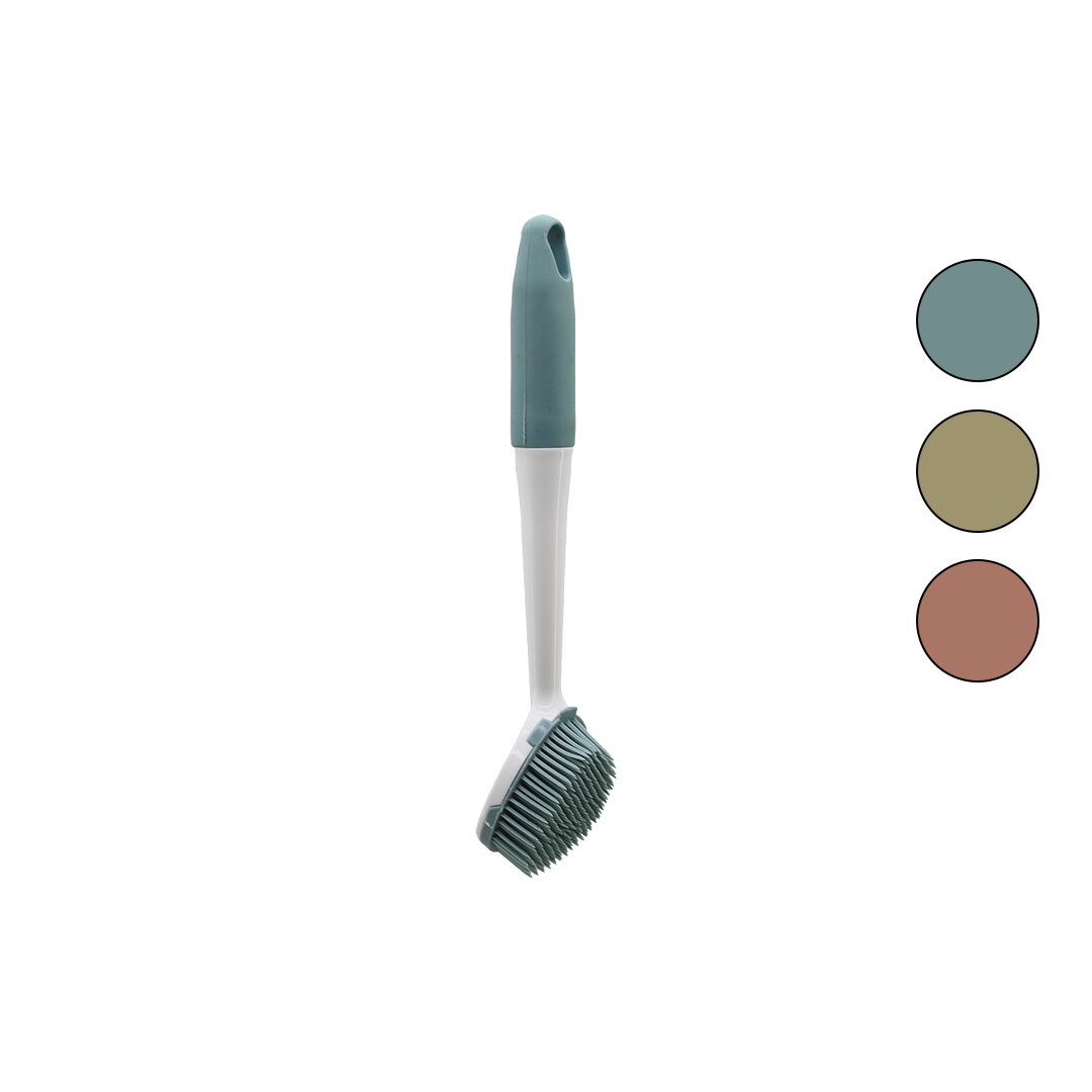 RENKLİ SİLİKON ÇOK AMAÇLI TEMİZLİK FIRÇASI PLASTİK SAPLI=SİLİKON KILIFLI 26.5CM
