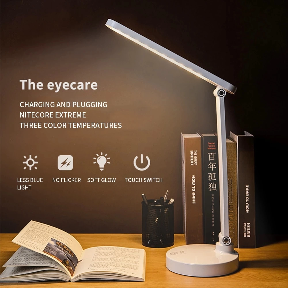Şarjlı 40 Led Çalışma Okuma Işığı Kademeli Masa Lambası Ayarlanabilir Renk Tonu Ve Parlaklık Ps-191
