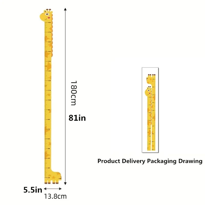 Sevimli Sarı Zürafa   Yeşil Dinazor   Deniz Kızı   Roket  Ağaç Boy Ölçüsü Sticker