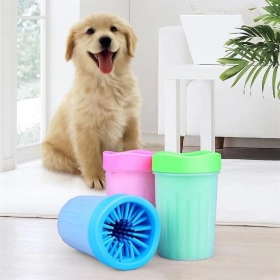 Silikon Jel Fırçalı Kedi Köpek Pati Ayak Yıkama Temizleme Kovası