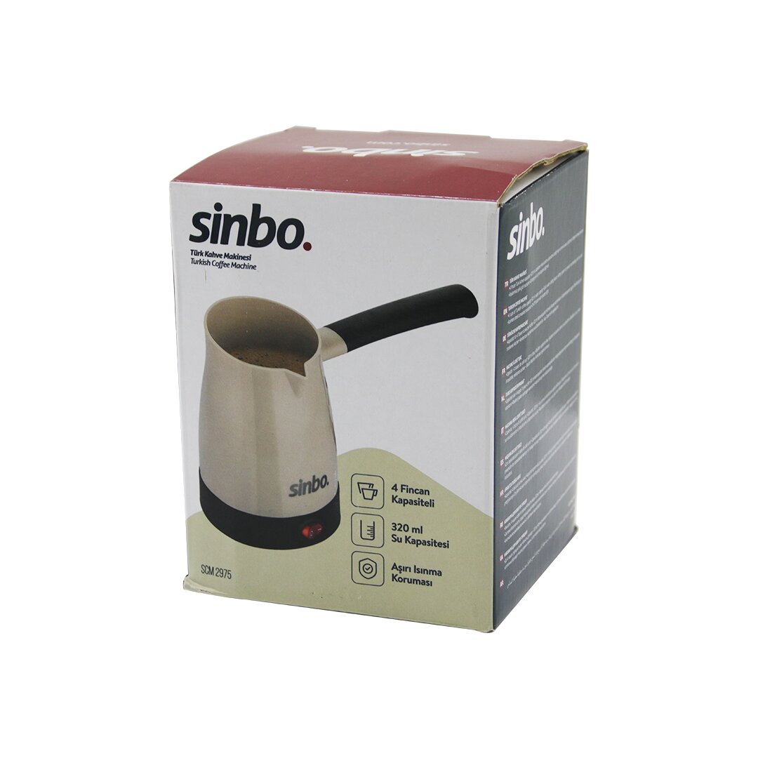 SİNBO SCM-2975 ELEKTRİKLİ CEZVE PLS.TÜRK KAHVE MAKİNE ÇELİK GİZLİ REZİSTANS700W 4 FİNCAN - 320MLTAK