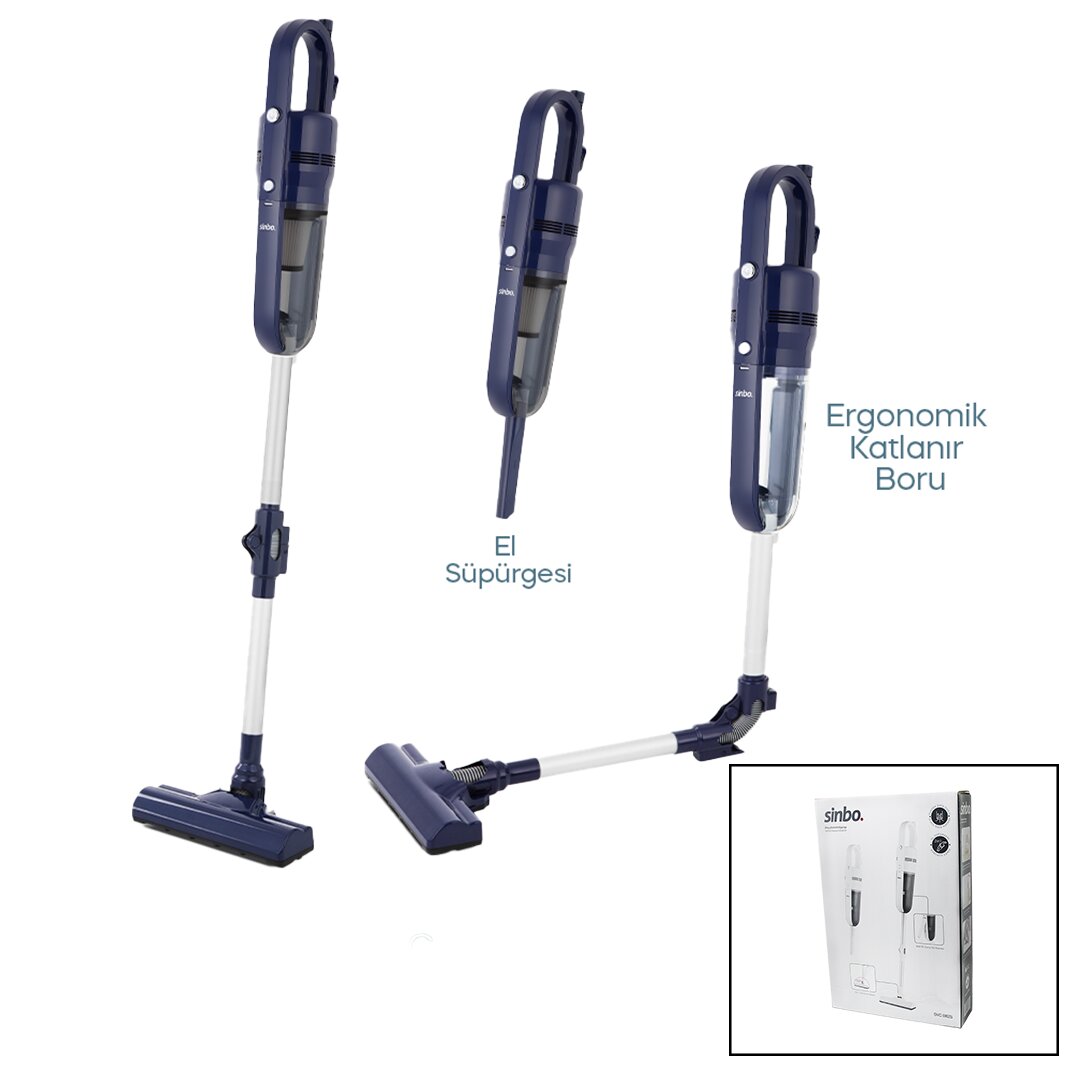 SİNBO SVC-8625 DİKEY ELEKTRİKLİ PRATİK SÜPÜRGE ERGOMİK KATLANABİLİR BORU - ESNEK HAREKET 600W MOTOR