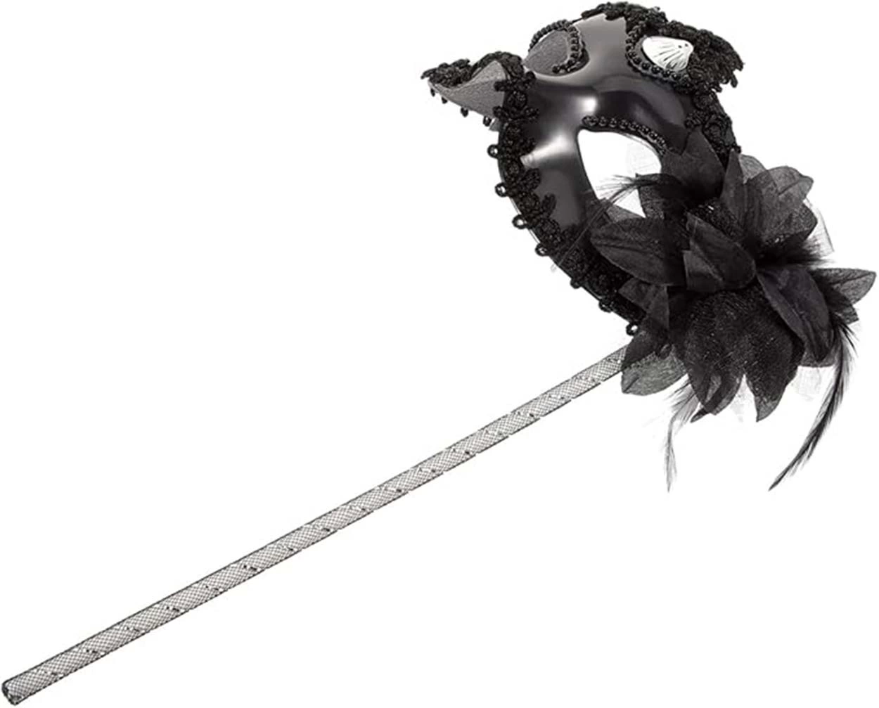 Siyah Işıltılı Tutmalı Fotoğraf Çekimi Maskesi 18x29 Cm