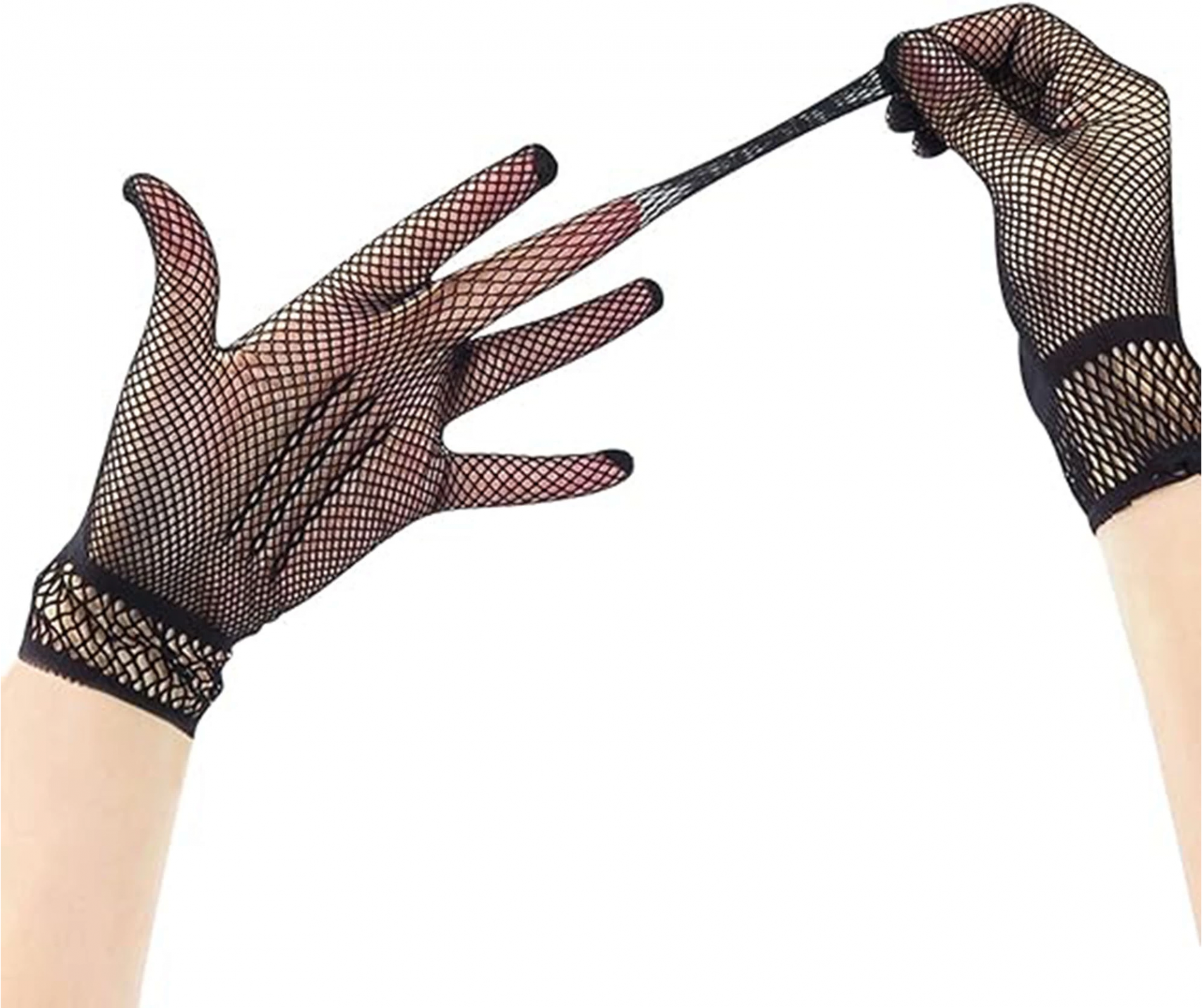 Siyah Renk Likralı File Eldiven Parmaklı Örgü Eldiven Yetişkin Boy