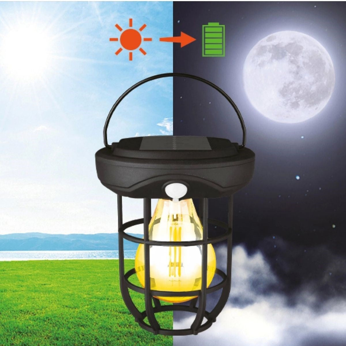 Solar Kamp Feneri – Güneş Enerjili, Otomatik Şarj ve Gece Işığı, Taşınabilir ve Asılabilir LED Dış
