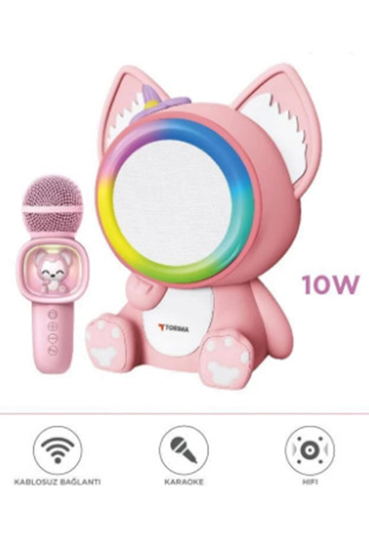 Taşınabilir Rgb Işılı Sevimli Figürlü Mikrofonlu Karaoke Bluetooth Hoparlör