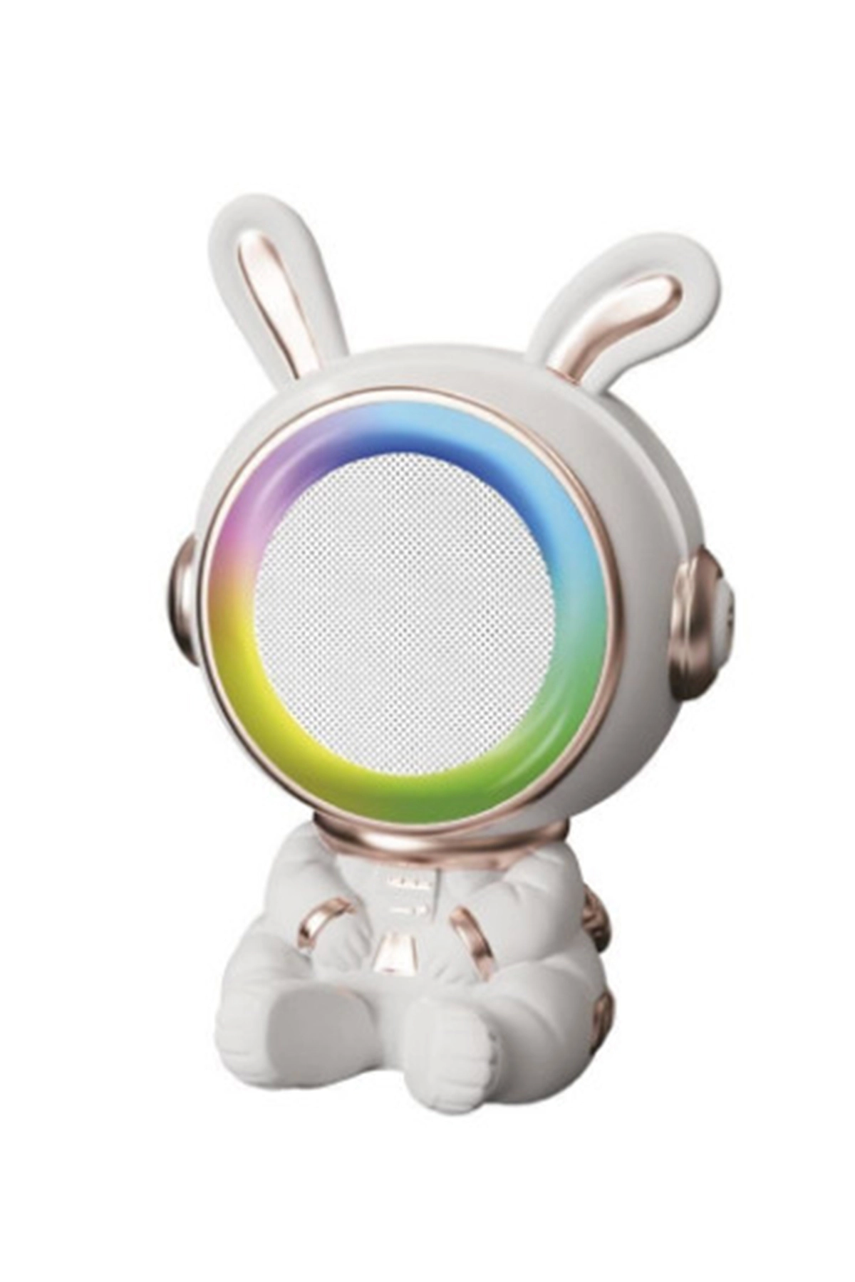 Taşınabilir Rgb Işılı Sevimli Figürlü Mikrofonlu Karaoke Bluetooth Hoparlör Krem