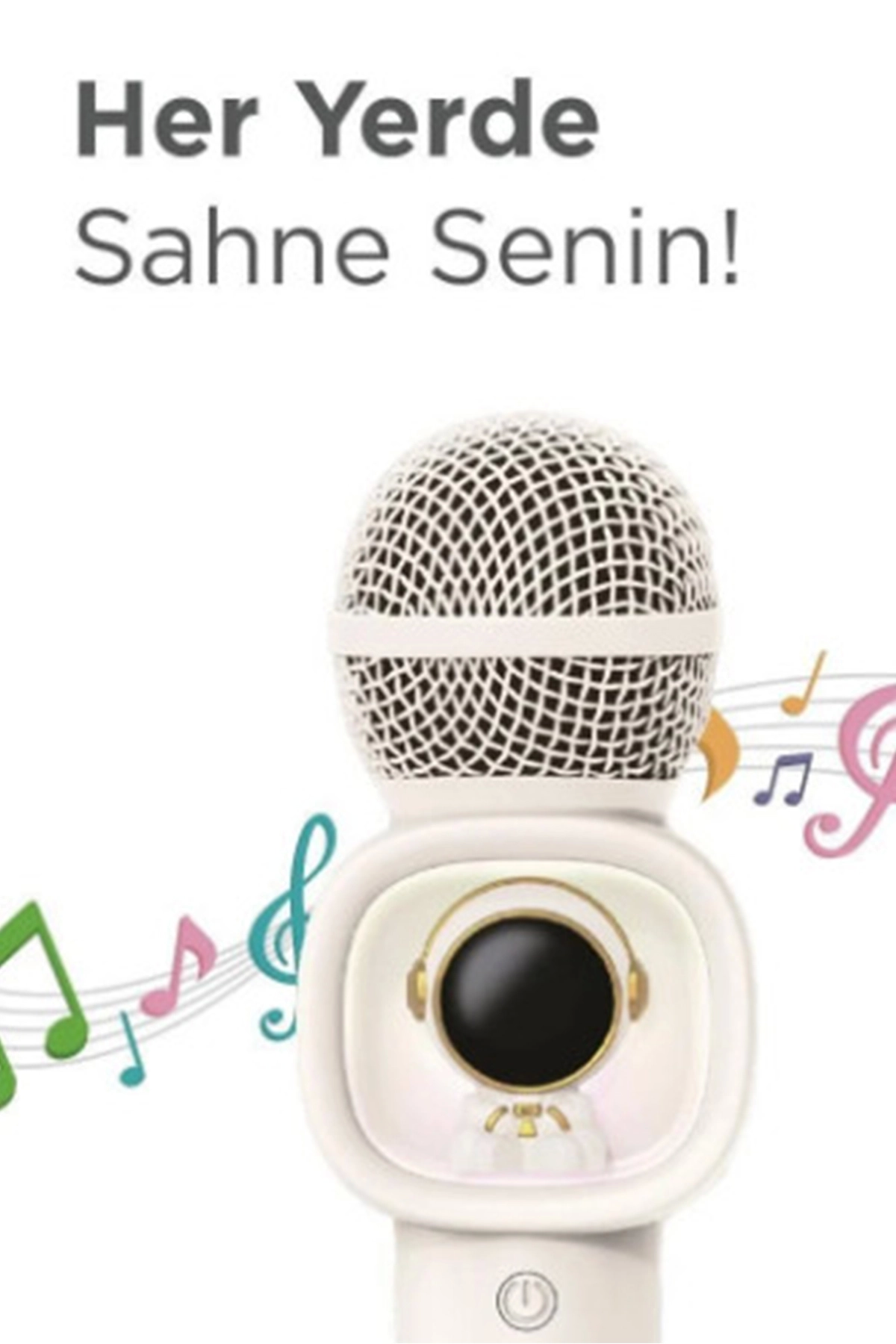 Taşınabilir Rgb Işılı Sevimli Figürlü Mikrofonlu Karaoke Bluetooth Hoparlör Krem
