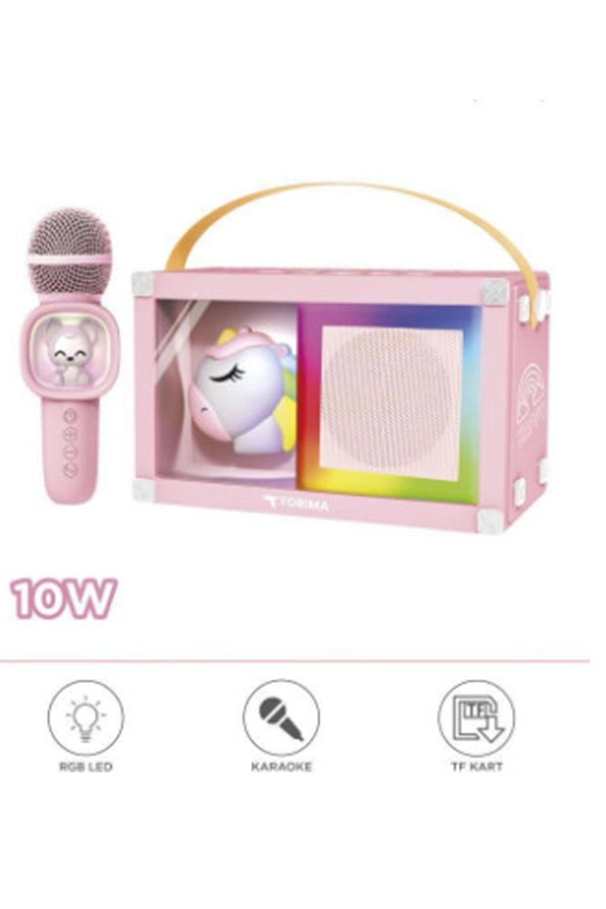 Taşınabilir Rgb Işılı Sevimli Figürlü Mikrofonlu Karaoke Bluetooth Hoparlör Pembe