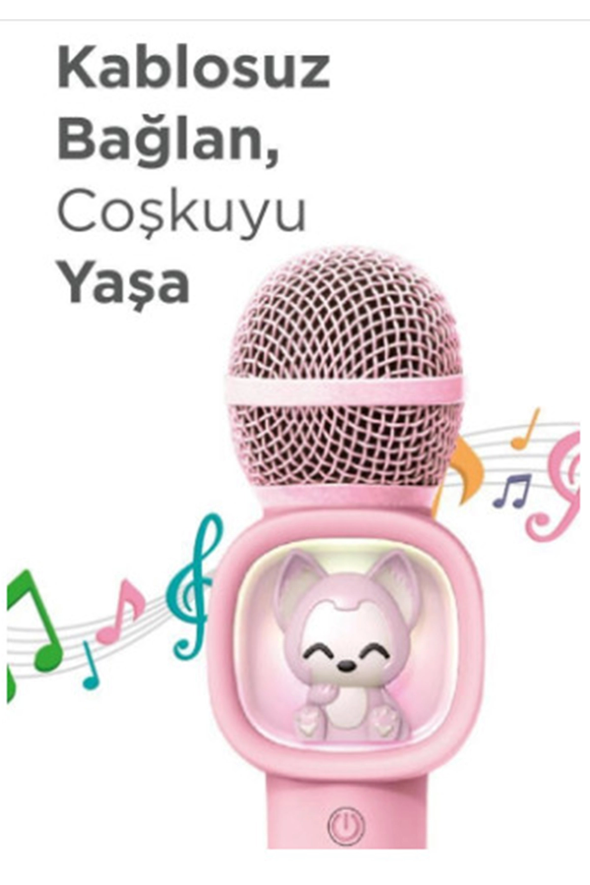 Taşınabilir Rgb Işılı Sevimli Figürlü Mikrofonlu Karaoke Bluetooth Hoparlör Pembe