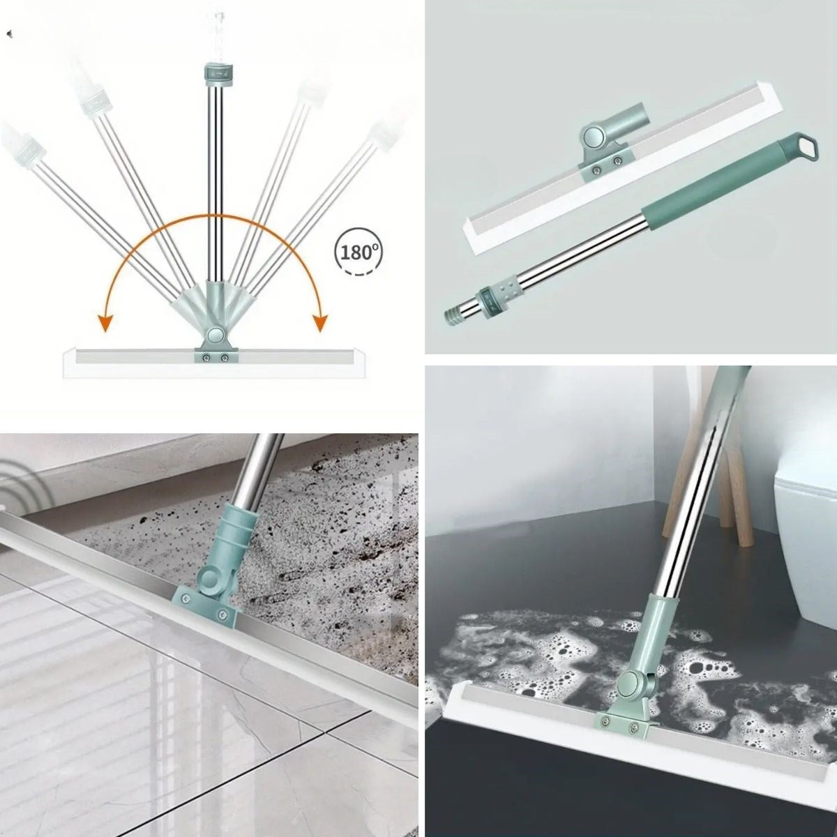 Teleskopik Oynar Başlıklı Cam,Zemin Silme Aparatı Çekçek