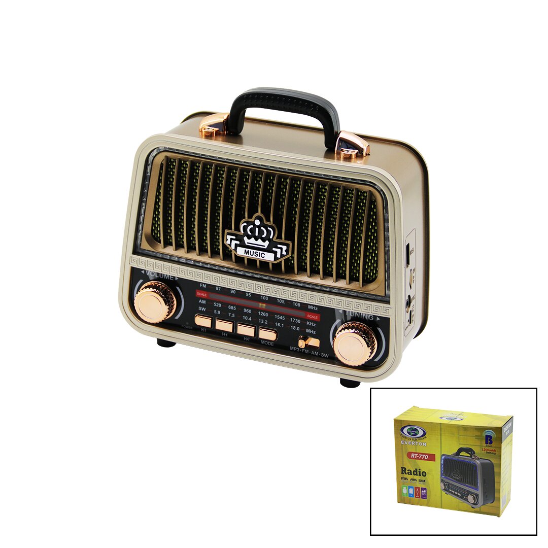 TYPC-E SARJLIBLUETOOTHİBRELİ FM RADYO MP3 USB - TF PLAYER4V OUT- AUX IN RT-770