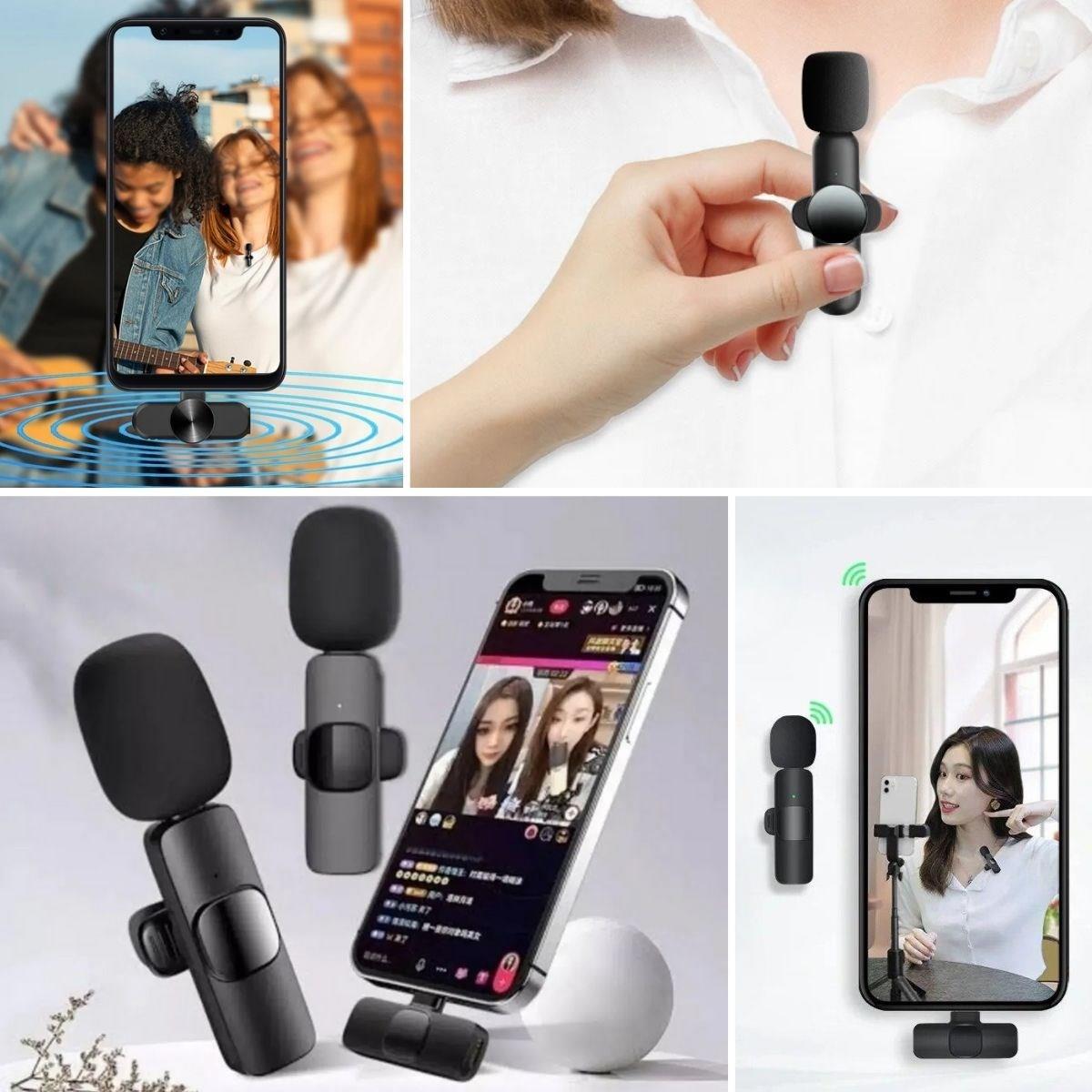 Type c uyumlu iphone dönüştürücülü kablosuz yaka mikrofonu android ve iphone uyumlu mini mikrofon