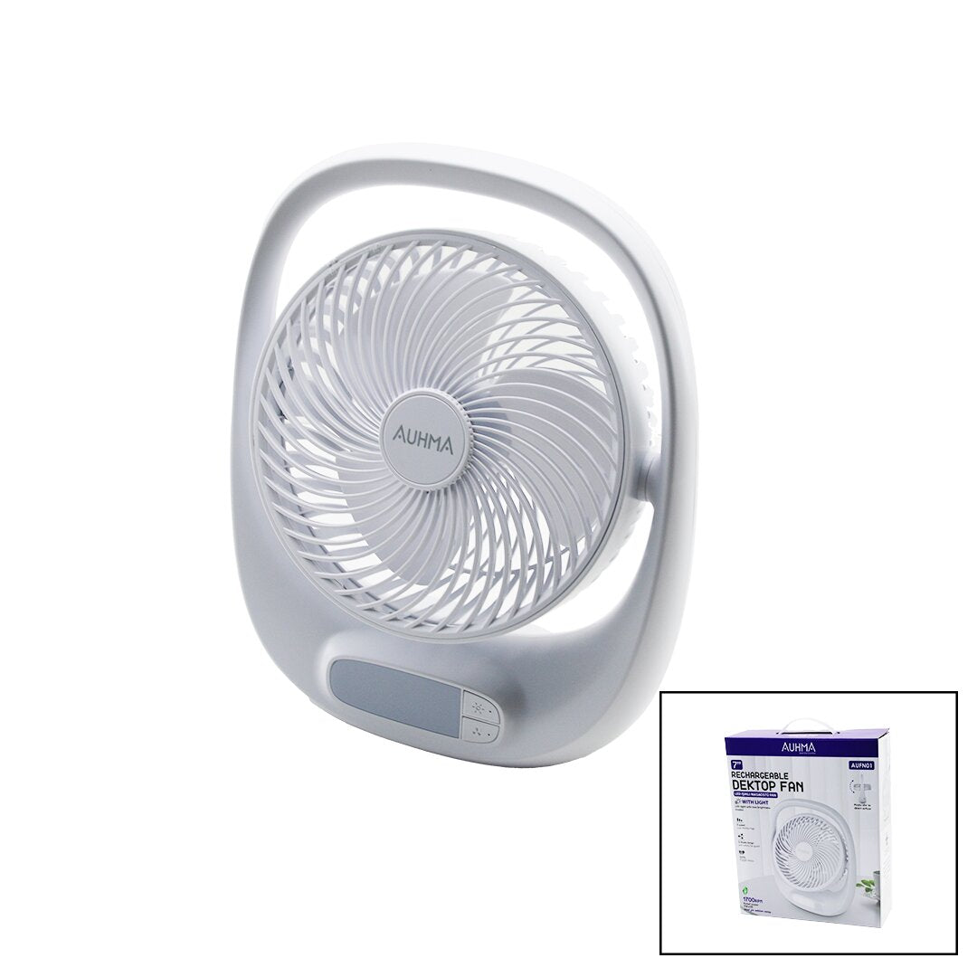 USB 7 İNÇ- 20CM MASA ÜSTÜ FAN VANTİLATÖR IŞIKLI 5W 180 DERECE 3 KADEME HIZ - 3 PERVANE STAND=24.8X3