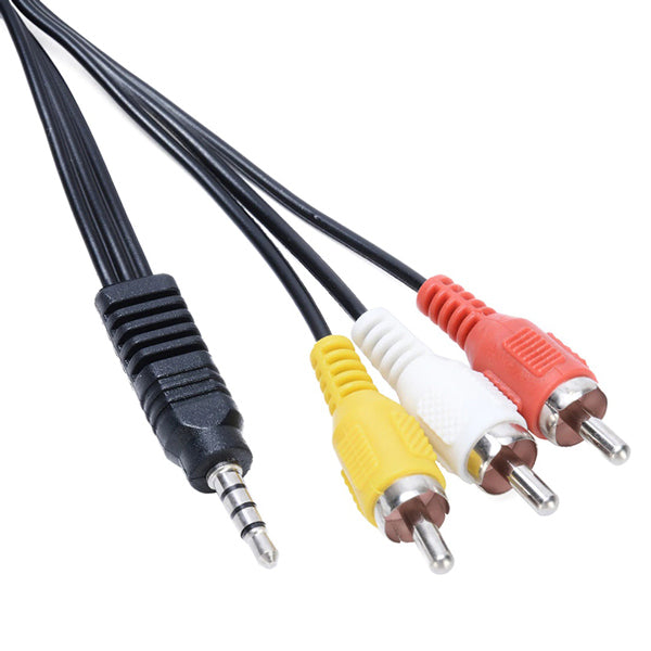AV-кабель для спутникового ресивера 3,5 мм ST Male / 3 RCA-кабель 1,2 метра с коротким разъемом 