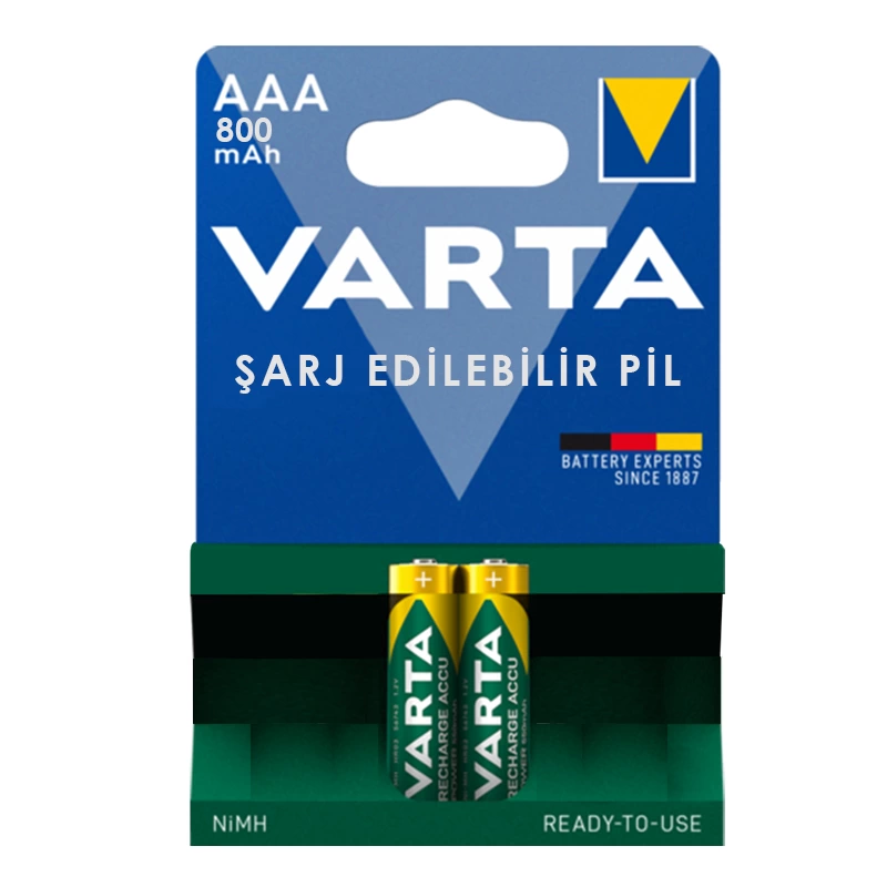 Varta Nı-Mh 1.2 Volt - 800 Mah Hr03 Aaa Şarjlı 2Li İnce Kalem Pil