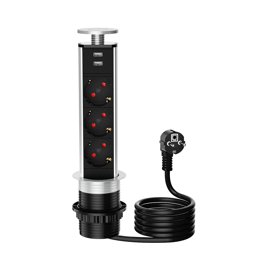 Vea Ve-24063 Üçlü 1.5 Metre Kablolu İki Usbli 80Mm Masaüstü Priz
