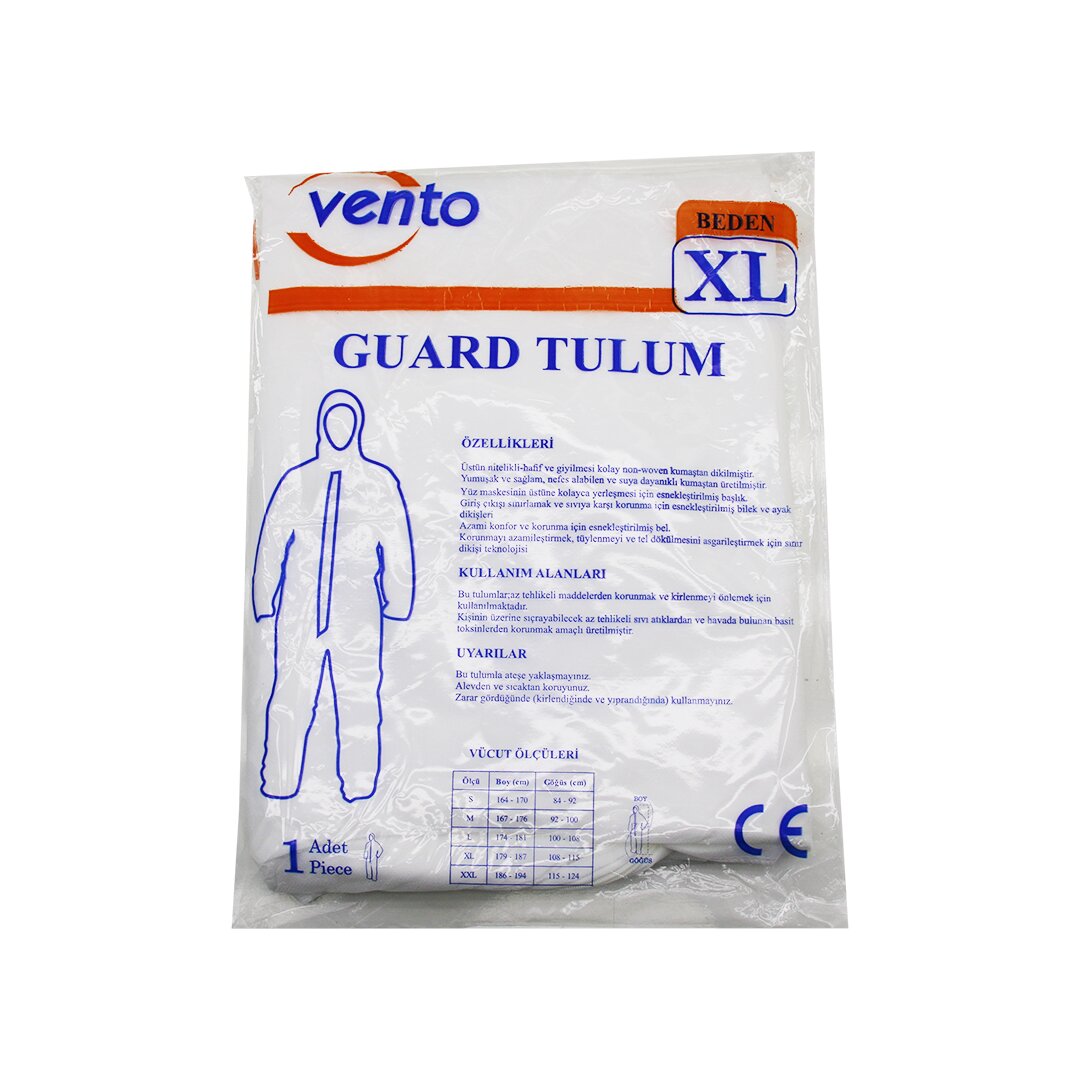 Защитный комбинезон Vento Xl Guard белого цвета - легкий - нетканый материал. Рост: 179-187 см - Грудь: 108-115 см.