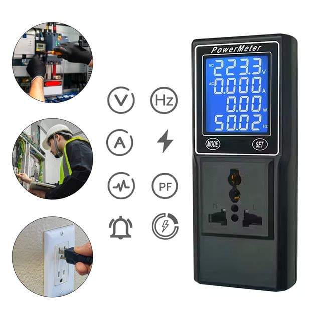 Volt Amper Watt HZ Güç Ölçer Dijital Ekranlı