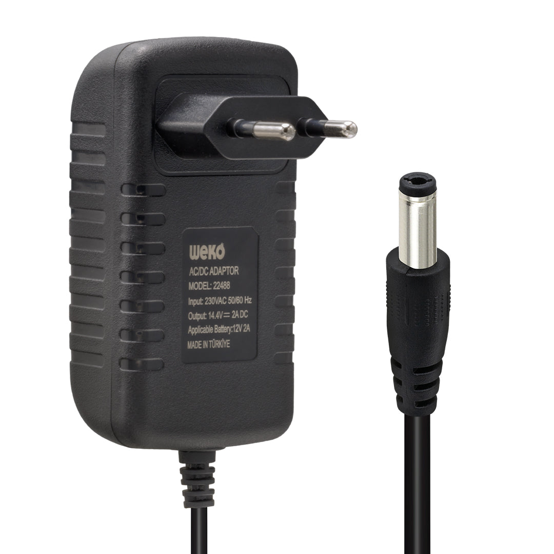 14.4 VOLT - 2 AMPER 5.5*2.5 UÇLU KIRMIZI YEŞİL LEDLİ YERLİ ÜRETİM AKÜ ŞARJ CİHAZI