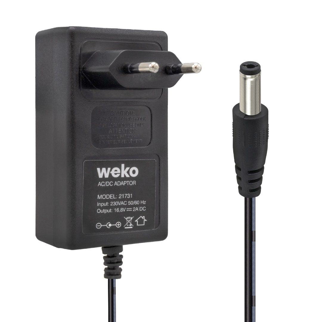 16.8 VOLT - 2 AMPER 5.5*2.5 UÇLU KIRMIZI YEŞİL LEDLİ PRİZ TİPİ ŞARJ ADAPTÖRÜ