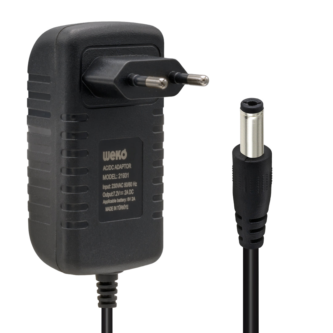 7.2 volt - 2 amper 5.5*2.5 uçlu ledli yerli üretim akü şarj cihazi