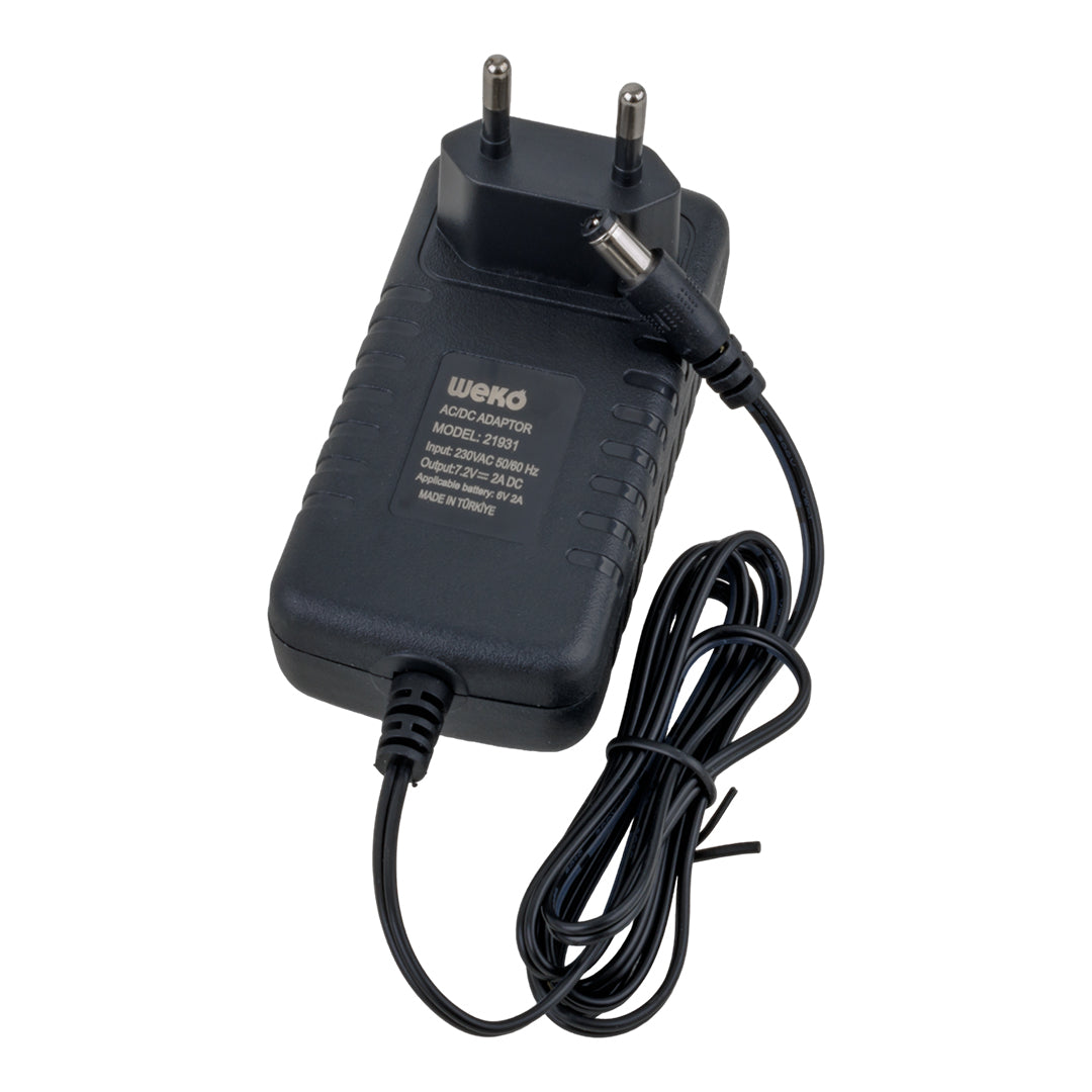 7.2 volt - 2 amper 5.5*2.5 uçlu ledli yerli üretim akü şarj cihazi