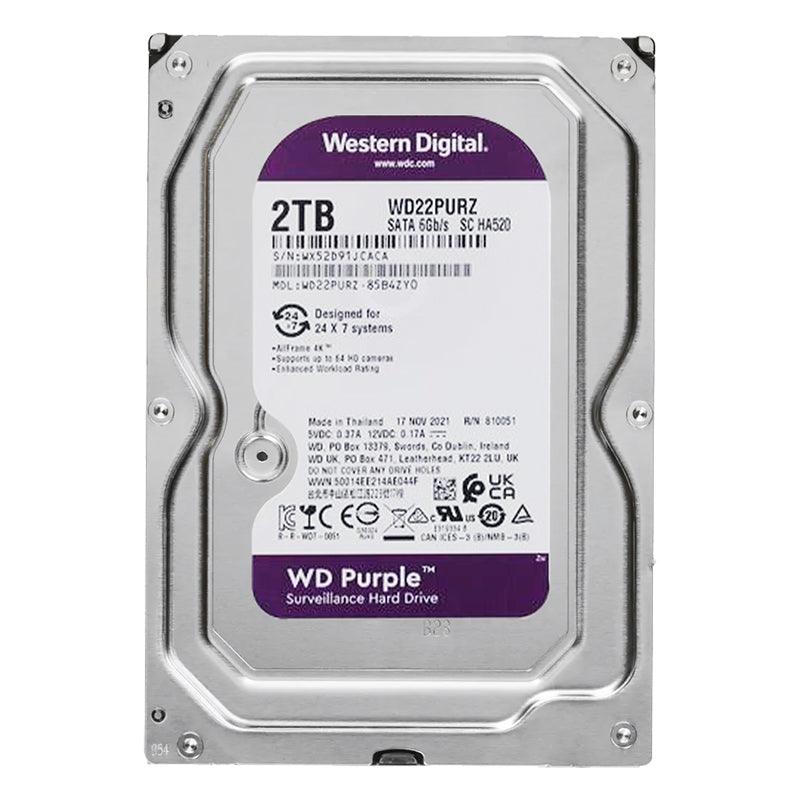 Жесткий диск Western Digital Purple Wd22purz 2 ТБ Sata 6 ГБ/с 7/24 Security 
