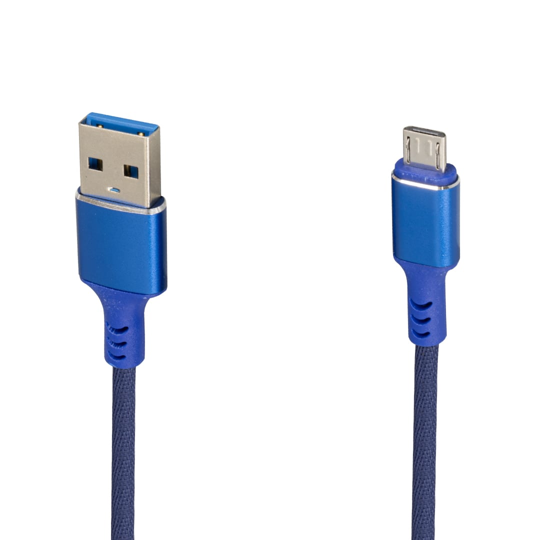 Wk-22023 usb to micro usb örgülü lacivert şarj kablosu