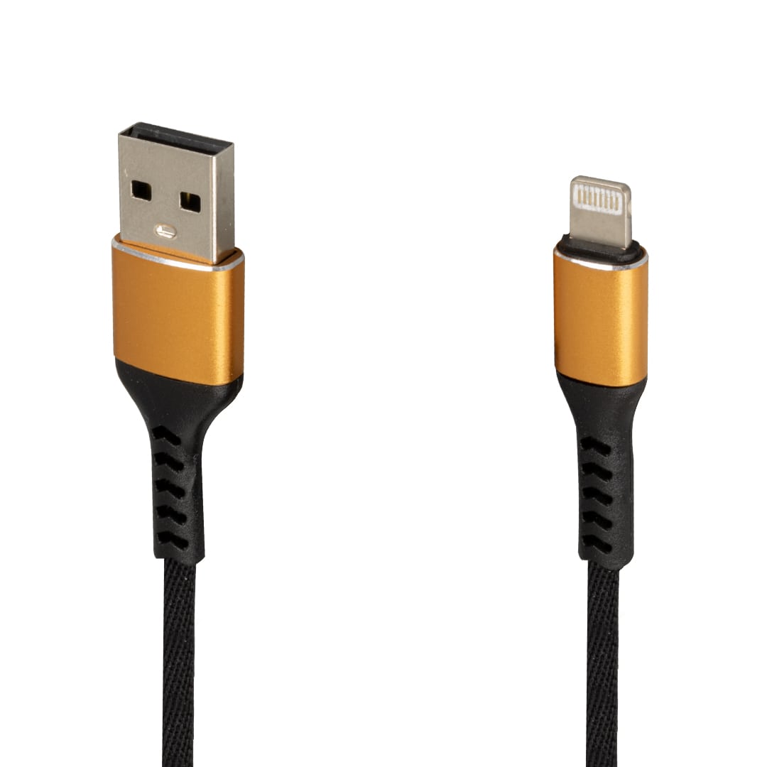Wk-22025 usb to lightning örgülü siyah şarj kablosu