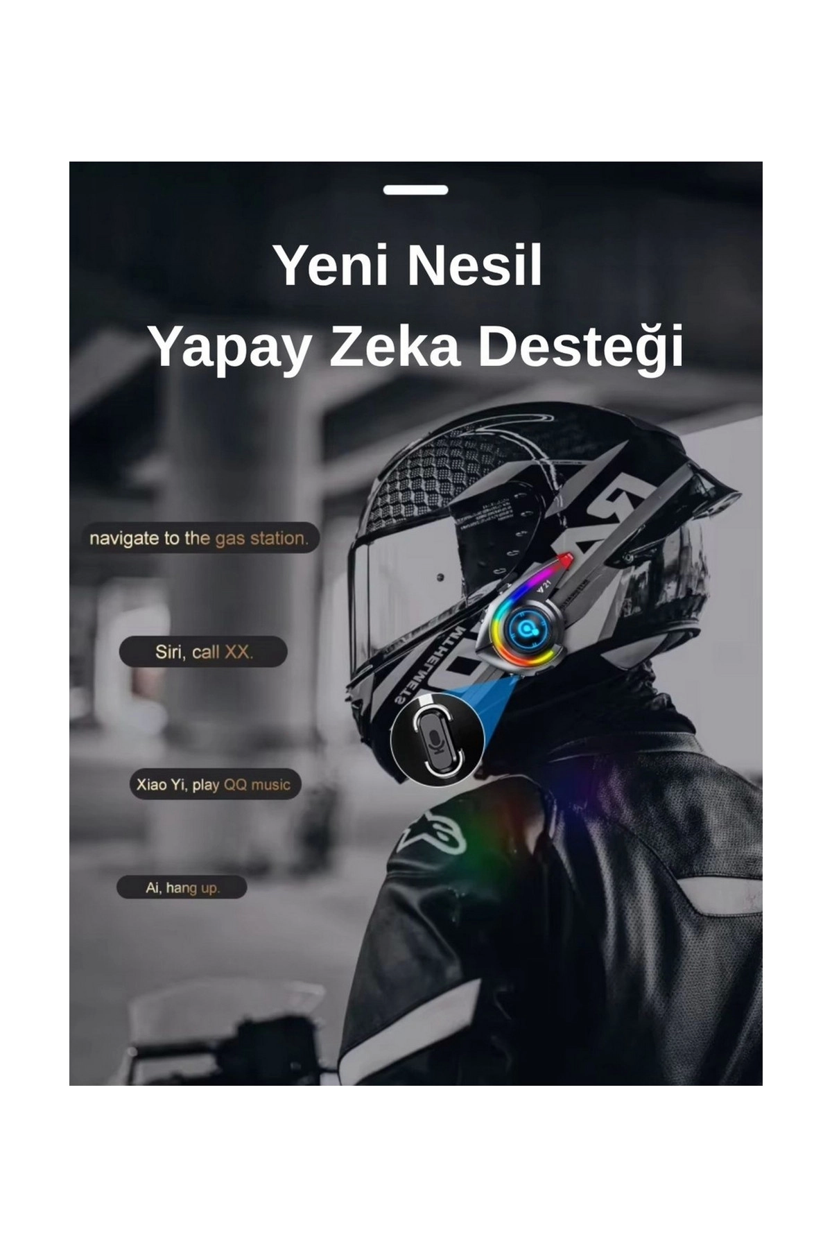 Y21 Rgb Işık Efektli Intercom Bluetooth Motosiklet Kask Kulaklığı Intercom Kulaklık