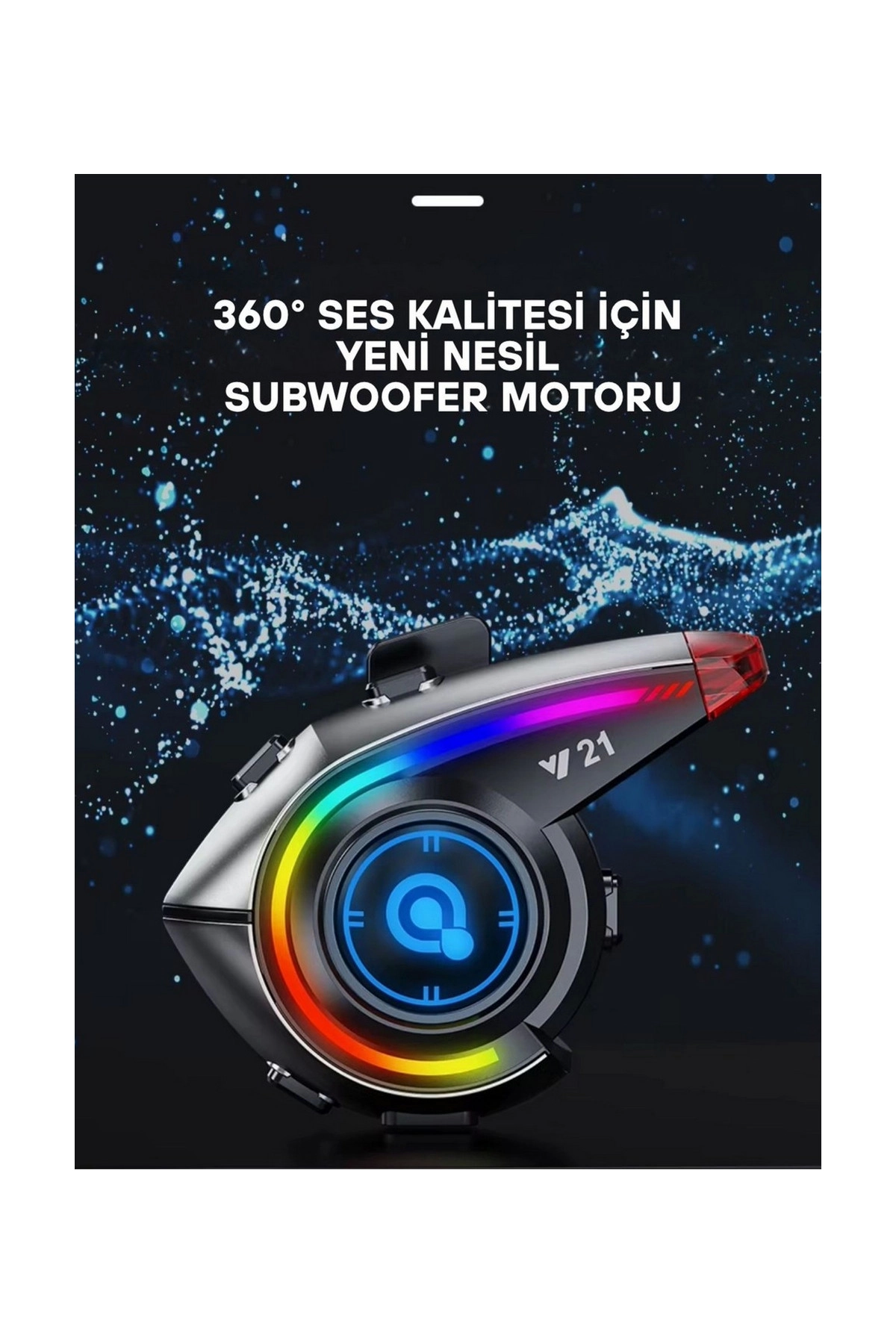Y21 Rgb Işık Efektli Intercom Bluetooth Motosiklet Kask Kulaklığı Intercom Kulaklık