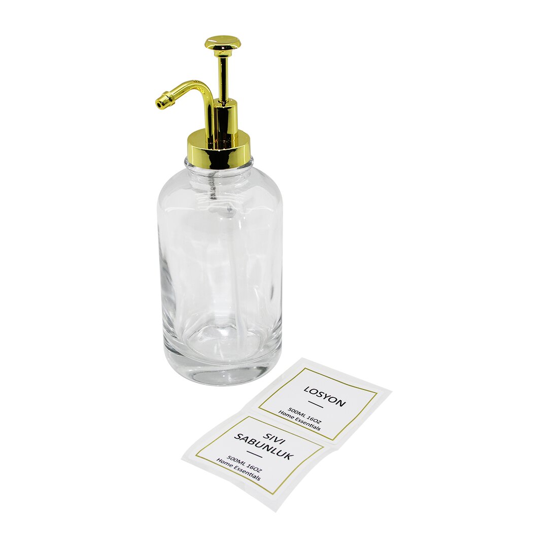 Круглый прозрачный стеклянный дозатор для жидкого мыла 500 мл