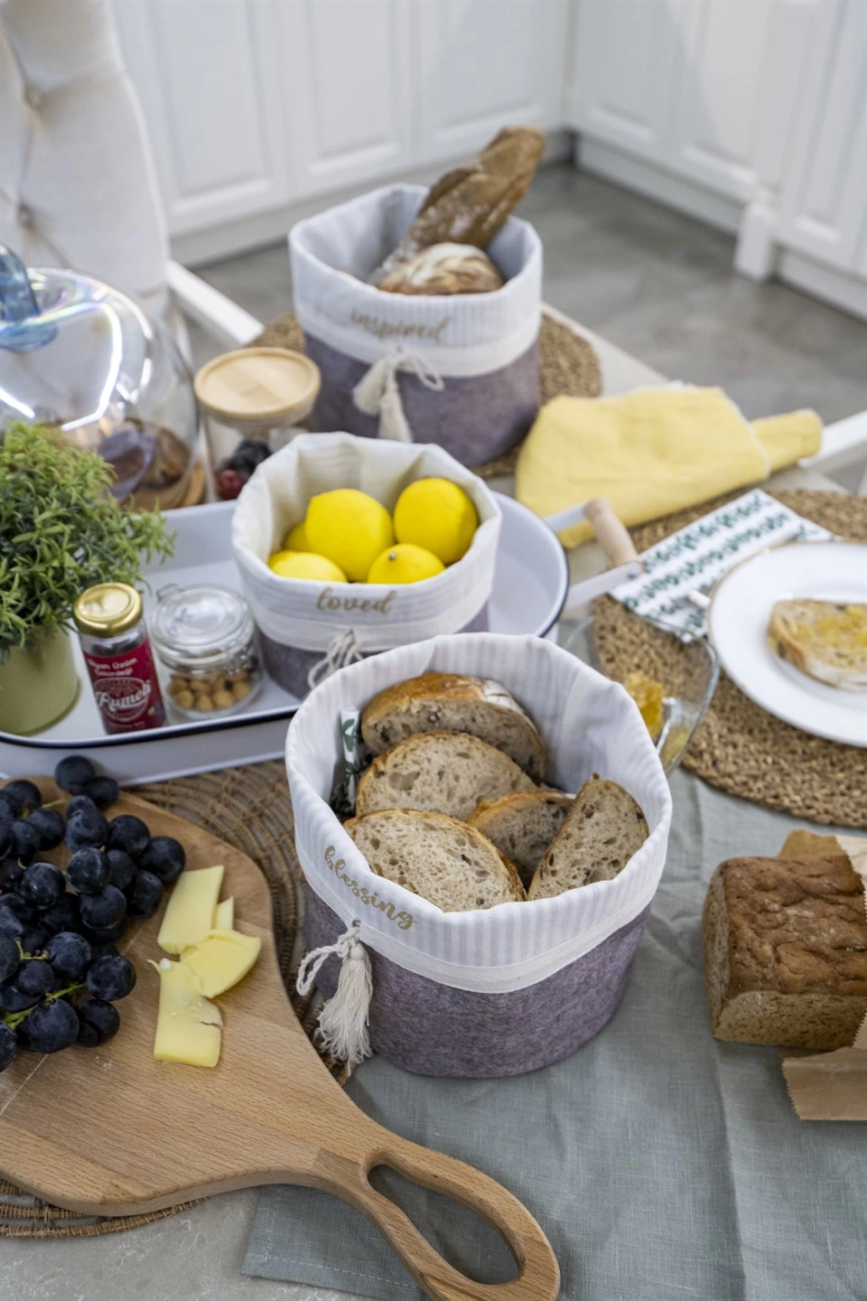 Yuvarlak Katlanabilir Çok Amaçlı Saklama Organizer Kutu Keçe Sepet