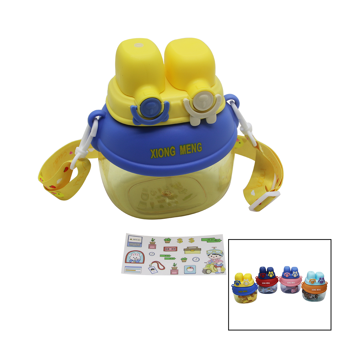 YÜZ MODELİ  - 2 KİLİTLİ KAPAK  RENKLİ MİKA KRİSTAL SULUK MATARA PİPETLİ - NAYLON ÇANTALI - ASKILI 1